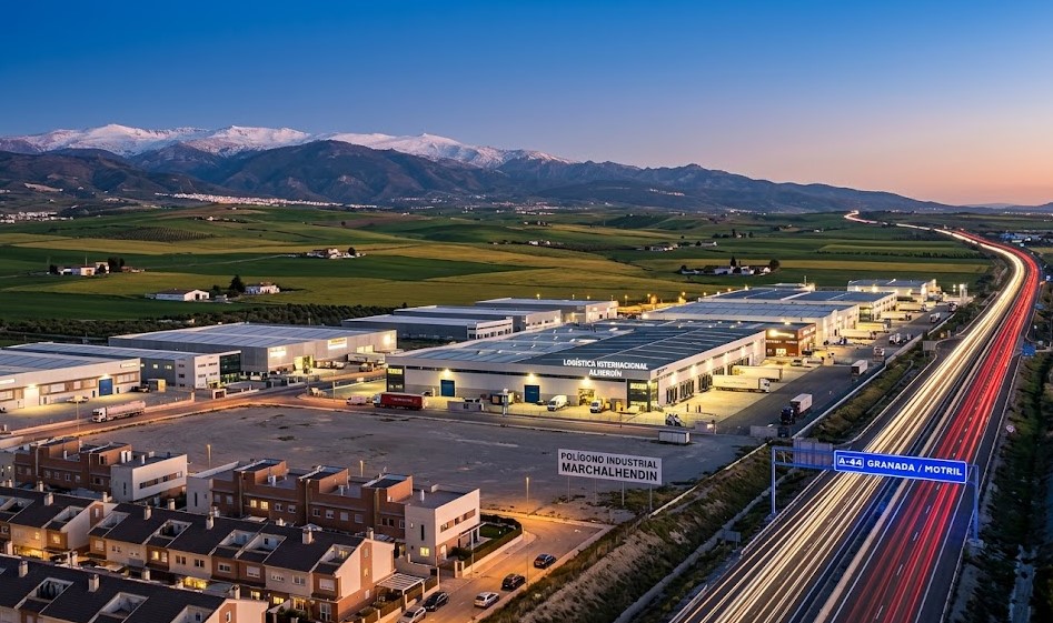 Vista paisajística de Alhendín, el entorno de la Base Aérea y la Vega de Granada al atardecer